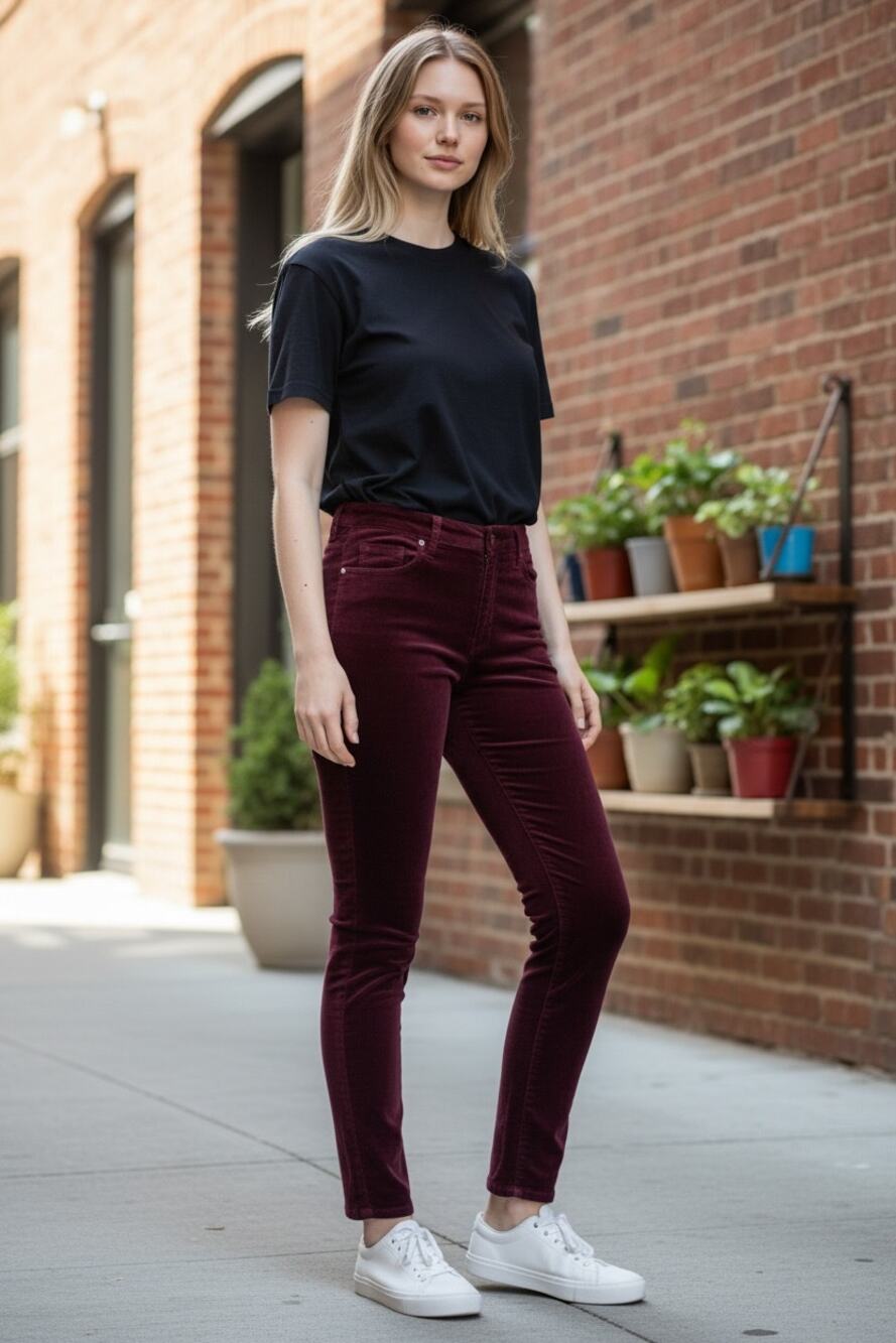 GAP Pants Size 26 Side Zip Legging Maroon Red Velvet Pant